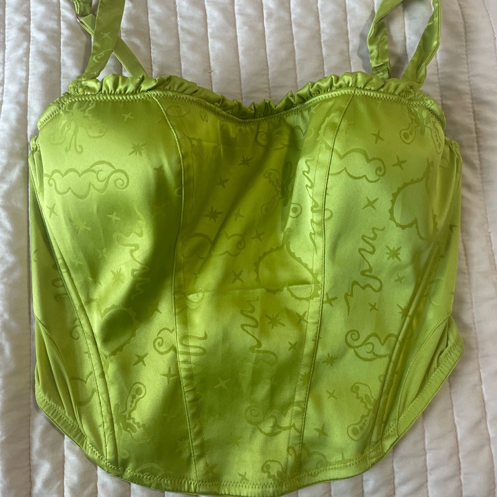 Savage X Fenty Green Satin Bustier Corset Top Large